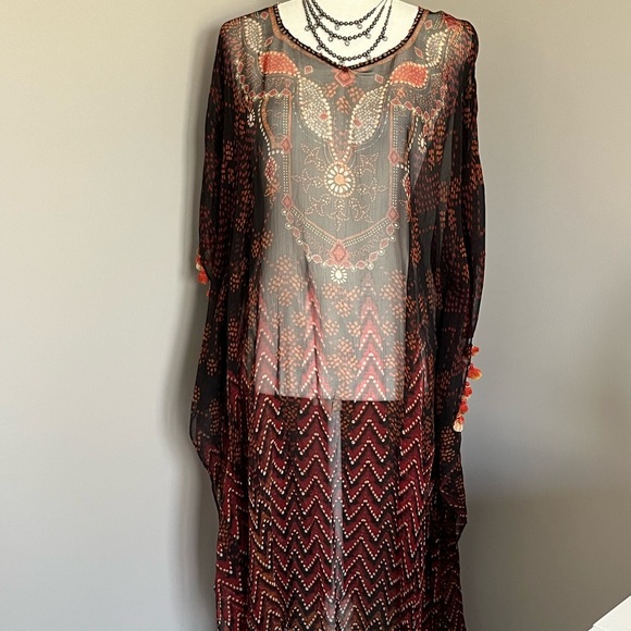 Ritu Kumar Designer Black Sheer Long Kaftan Tunic Dress - Picture 6 of 12